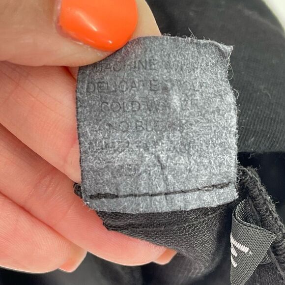 Citron Mandarin Collar Button Up Short Sleeve Shirt Women Medium Black Shimmer - Picture 5 of 5